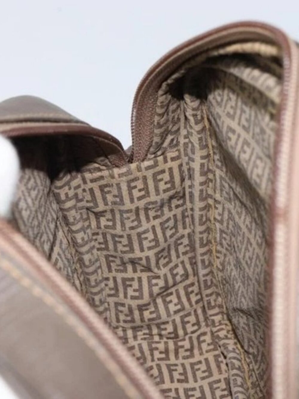 FENDI Zucchino Canvas Shoulder Bag Beige Auth - Picture 14 of 16